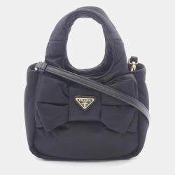 Pre Owned Prada Padded Re-Nylon Handbag Black