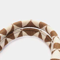 مملوكة مسبقًا Prada Symbol Small Tote Bag Canvas Brown And White