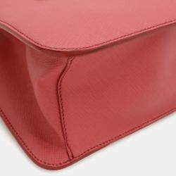 Pre Owned Prada Galleria Triangle Handbag/Shoulder Bag In Saffiano Leather Pink