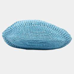 Pre Owned Prada Crochet Handbag Tote Bag Light Blue Raffia