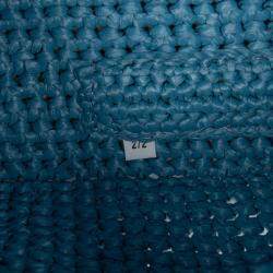 Pre Owned Prada Crochet Handbag Tote Bag Light Blue Raffia
