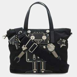 Pre Owned Prada Prada Robot Triangle Handbag Shoulder Bag Nylon Nero Black