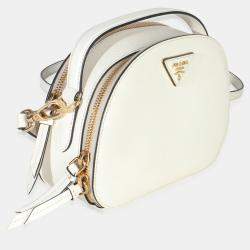 Pre Owned Prada White Saffiano Small Odette Top Handle Bag