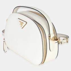 Pre Owned Prada White Saffiano Small Odette Top Handle Bag