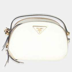 Pre Owned Prada White Saffiano Small Odette Top Handle Bag