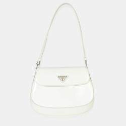 Pre Owned Prada White Brushed Leather Small Cleo