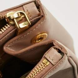 Pre Owned Prada Double Zip Large Blush Pink Saffiano Lux Leather Tote