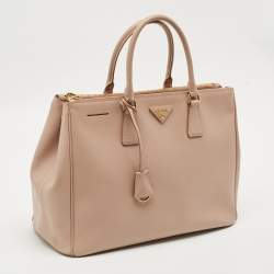 Pre Owned Prada Double Zip Large Blush Pink Saffiano Lux Leather Tote