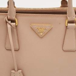 Pre Owned Prada Double Zip Large Blush Pink Saffiano Lux Leather Tote