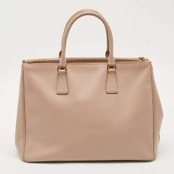 Pre Owned Prada Double Zip Large Blush Pink Saffiano Lux Leather Tote