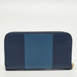 مملوكة مسبقًا محفظة برادا جلد سافيانو رمادية ثنائية اللون بسحاب محيط