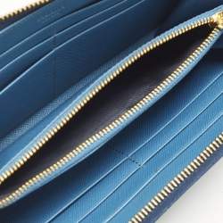 مملوكة مسبقًا محفظة برادا جلد سافيانو رمادية ثنائية اللون بسحاب محيط