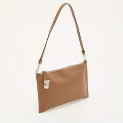 مملوكة مسبقًا Prada Brown Saffiano Leather Top Zip Shoulder Bag