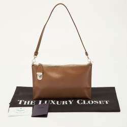 مملوكة مسبقًا Prada Brown Saffiano Leather Top Zip Shoulder Bag