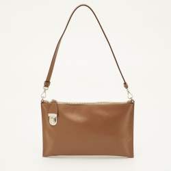 مملوكة مسبقًا Prada Brown Saffiano Leather Top Zip Shoulder Bag