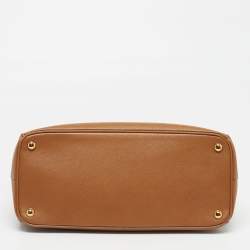 مملوكة مسبقًا Prada Double Zip Medium Brown Saffiano Leather Tote