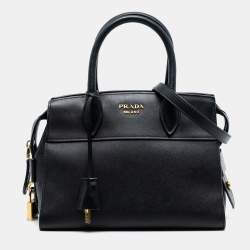 مملوكة مسبقًا Prada Black Small Saffiano and City Calf Esplanade Satchel
