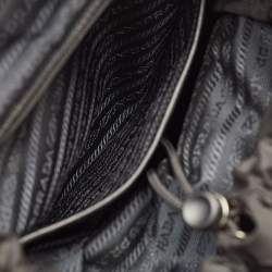 Pre Owned Prada Tessuto Navy Blue/Black Quilted Fabric and Leather Backpack