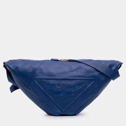 مملوكة مسبقًا Prada Blue Vitello Daino Triangle Crossbody