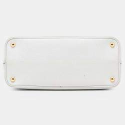 مملوكة مسبقًا Prada White Medium Bicolor Saffiano Cuir Double Satchel
