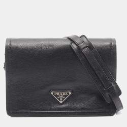 مملوكة مسبقًا حقيبة كتف برادا جلد عجل غلاس أسود