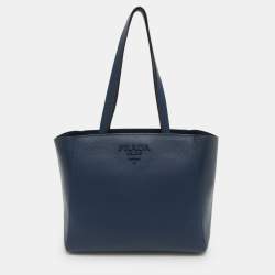 مملوكة مسبقًا حقيبة يد برادا جلد سافياتو وكوير أزرق