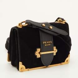 مملوكة مسبقًا Prada Cahier Black Velvet and Leather Shoulder Bag