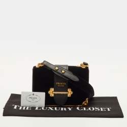 مملوكة مسبقًا Prada Cahier Black Velvet and Leather Shoulder Bag