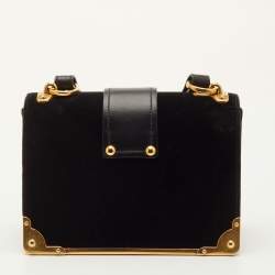 مملوكة مسبقًا Prada Cahier Black Velvet and Leather Shoulder Bag