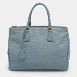 مملوكة مسبقًا Prada Galleria Large Blue Ostrich Leather Double Zip Tote