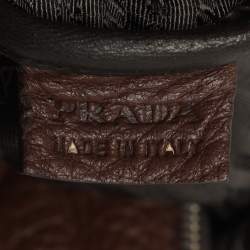 Pre Owned Prada Antique Brown Cervo Deerskin Leather Tote