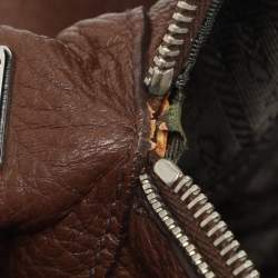 Pre Owned Prada Antique Brown Cervo Deerskin Leather Tote