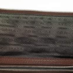 Pre Owned Prada Antique Brown Cervo Deerskin Leather Tote