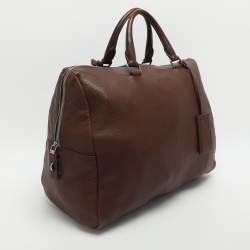 Pre Owned Prada Antique Brown Cervo Deerskin Leather Tote