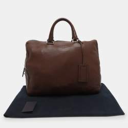 Pre Owned Prada Antique Brown Cervo Deerskin Leather Tote