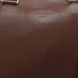 Pre Owned Prada Antique Brown Cervo Deerskin Leather Tote