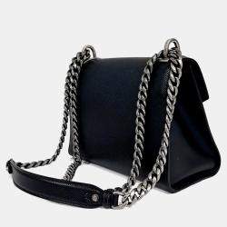 Pre Owned Prada Black Leather Monochrome Saffiano Shoulder Bag