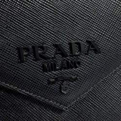 Pre Owned Prada Black Leather Monochrome Saffiano Shoulder Bag