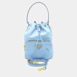 Pre Owned Prada Blue Fabric Re-Nylon Bucket Tote and Crossbody Bag