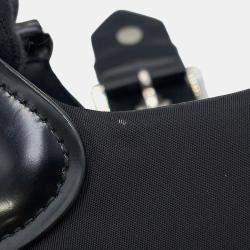 Pre Owned Prada Re-Edition 2002 Moon Bag Handbag Black Nylon Leather