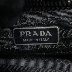 Pre Owned Prada Re-Edition 2002 Moon Bag Handbag Black Nylon Leather