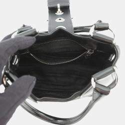 Pre Owned Prada Re-Edition 2002 Moon Bag Handbag Black Nylon Leather