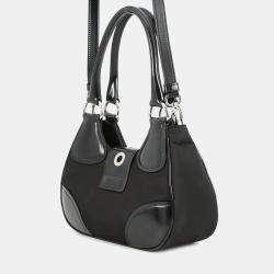 Pre Owned Prada Re-Edition 2002 Moon Bag Handbag Black Nylon Leather