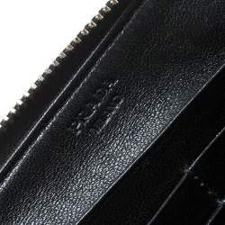 Pre Owned Prada Black Saffiano Vernic Leather Zip Around Wallet