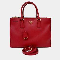 Pre Owned Prada Red Leather Saffiano Tote and Shoulder Bag