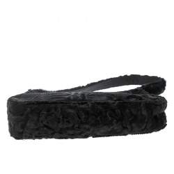 Pre Owned Prada Black Fur Shoulder Bag