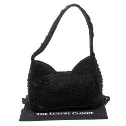 Pre Owned Prada Black Fur Shoulder Bag