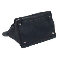 Pre Owned Prada Midnight Blue Glace Calfskin Leather Twin Pocket Double Handle Tote