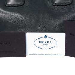 Pre Owned Prada Midnight Blue Glace Calfskin Leather Twin Pocket Double Handle Tote