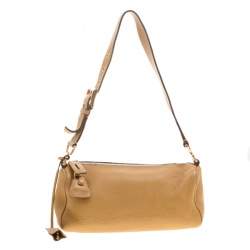 Pre Owned Prada Camel Leather Shoulder Bag